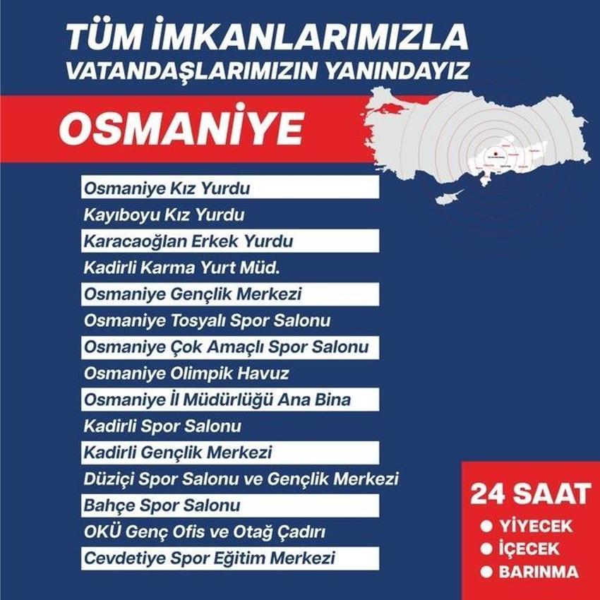 Deprem bölgesinde hizmette olan tesisler belli oldu! Kara kış gününde depremzedelere kapı açıldı