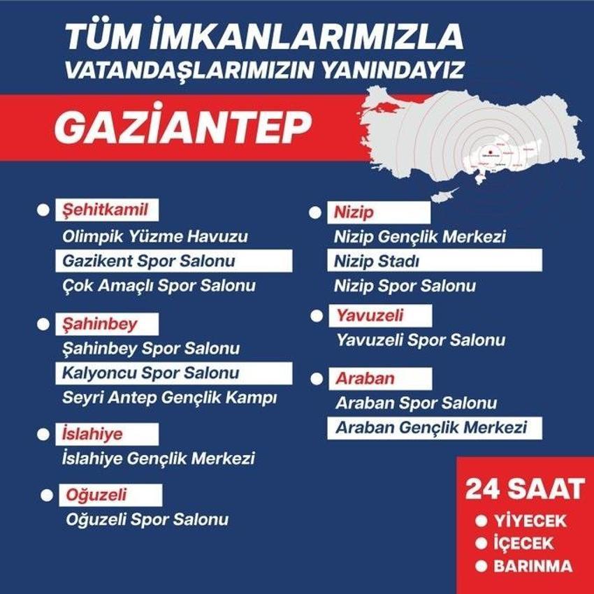 Deprem bölgesinde hizmette olan tesisler belli oldu! Kara kış gününde depremzedelere kapı açıldı
