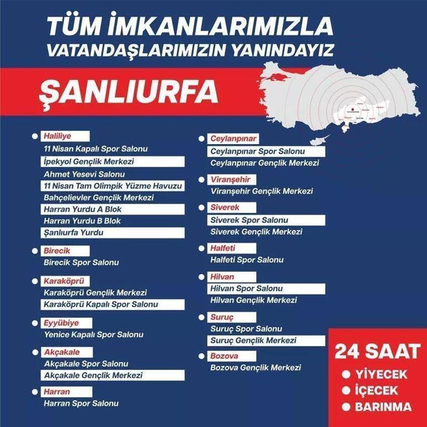 Hangi ilde hangi tesisler depremzedelere açıldı? Bakanlıktan açıklama
