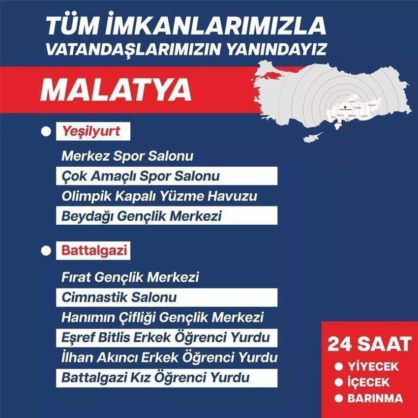 Hangi ilde hangi tesisler depremzedelere açıldı? Bakanlıktan açıklama