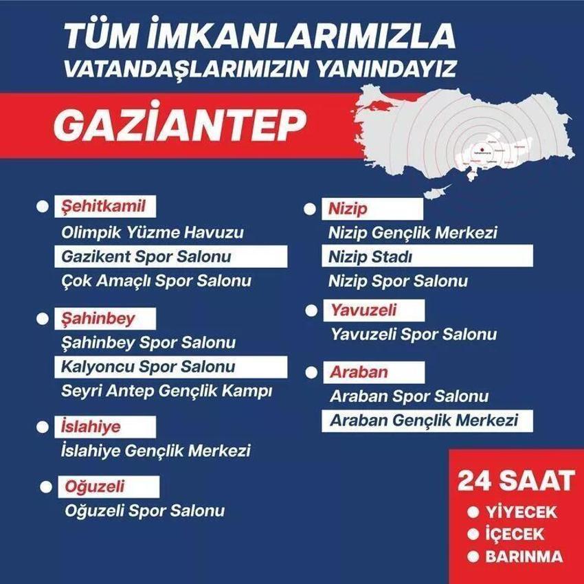 Hangi ilde hangi tesisler depremzedelere açıldı? Bakanlıktan açıklama