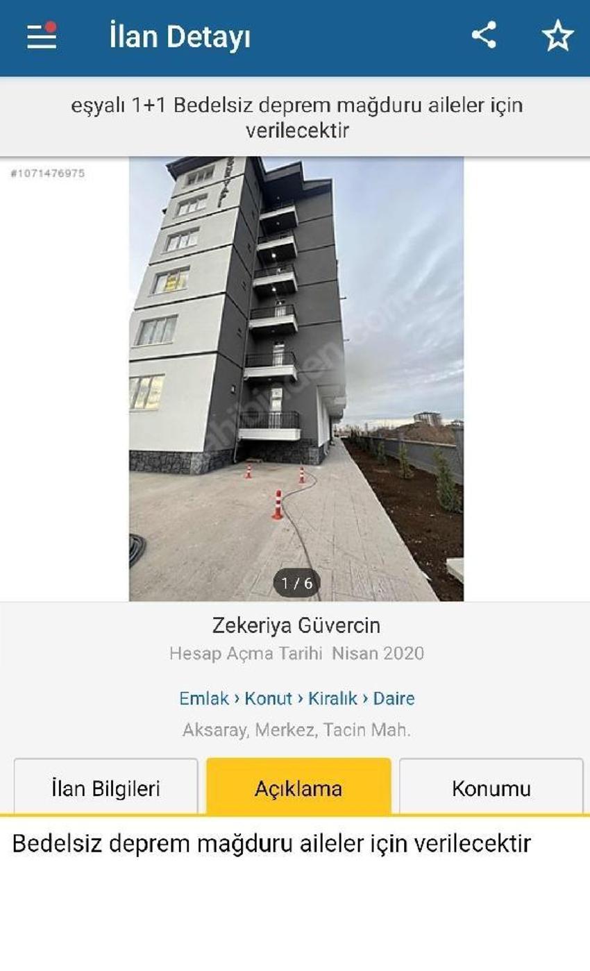 Kiralık evler depremzedeler için ücretsiz ilana dönüştü