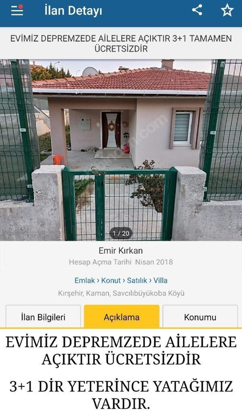 Kiralık evler depremzedeler için ücretsiz ilana dönüştü