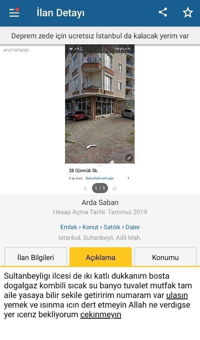 Kiralık evler depremzedeler için ücretsiz ilana dönüştü