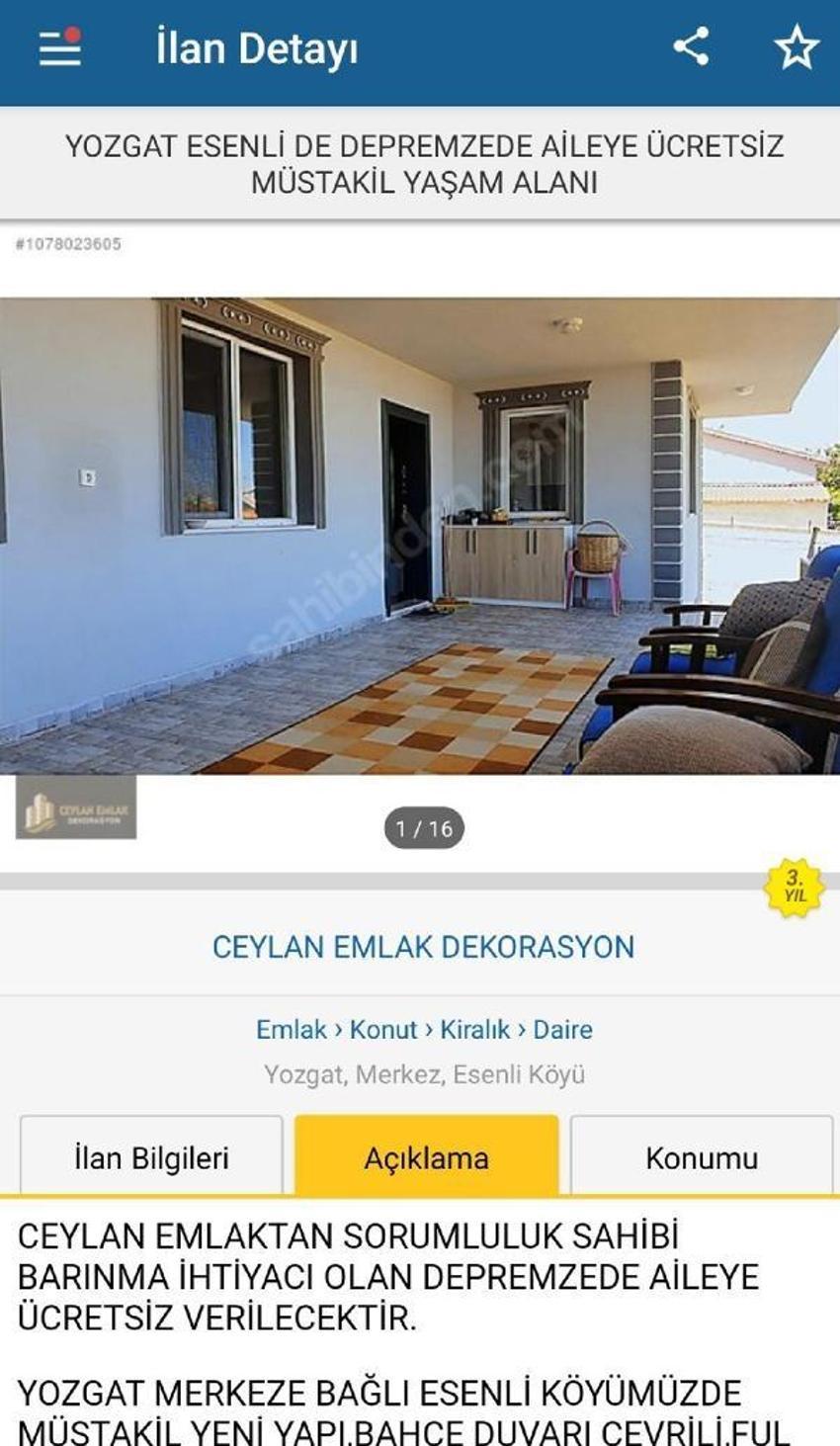 Kiralık evler depremzedeler için ücretsiz ilana dönüştü