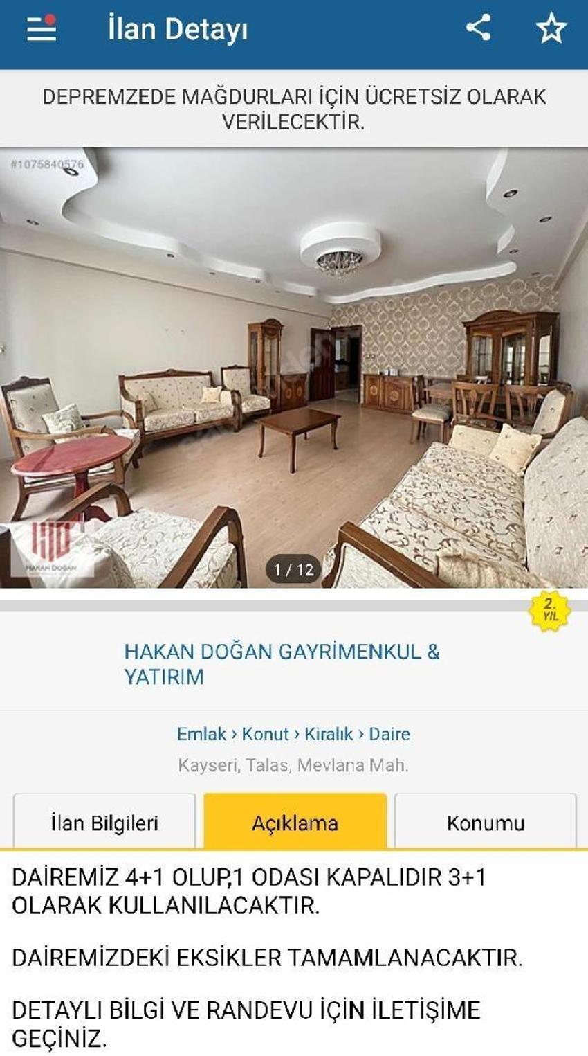 Kiralık evler depremzedeler için ücretsiz ilana dönüştü
