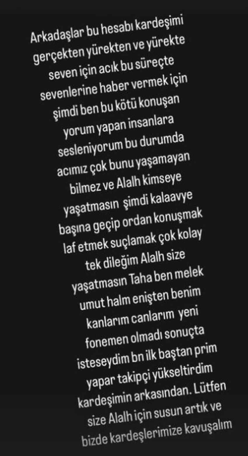 Taha Duymaz'ın ablasından yeni bir paylaşım geldi!