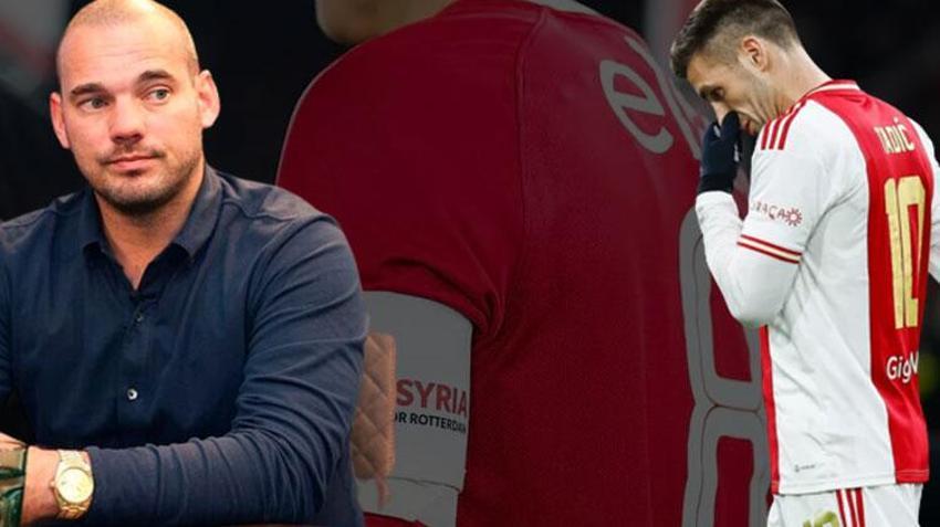 Kimse fark etmemişti! Sneijder canlı yayında açıkladı: Ajax Türk bayraklı pazubandı takmadı