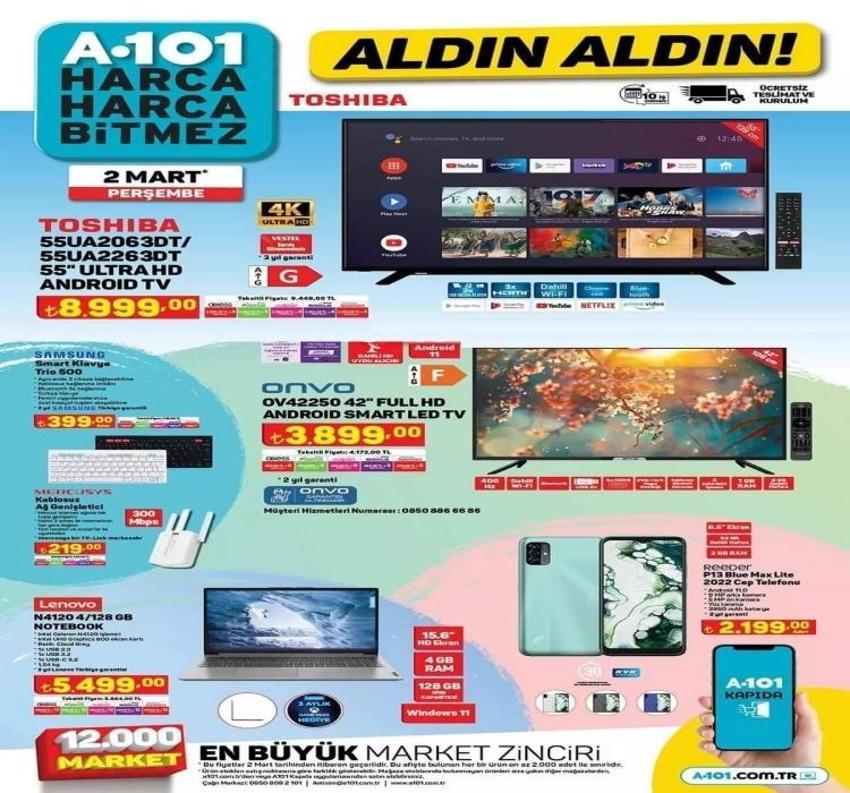 A101 katalog 2 Mart 2023 yayınlandı! İndirimli ürünler listesinde 32'li tuvalat kağıdı 89 TL, 1 Litre süt 13 TL...