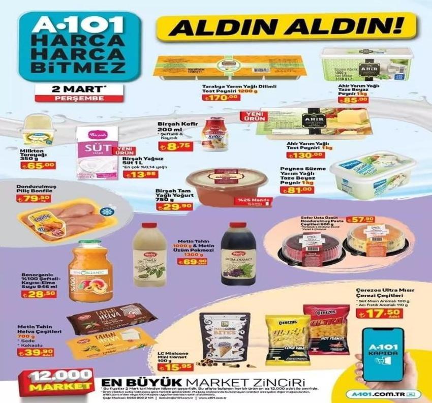 A101 katalog 2 Mart 2023 yayınlandı! İndirimli ürünler listesinde 32'li tuvalat kağıdı 89 TL, 1 Litre süt 13 TL...