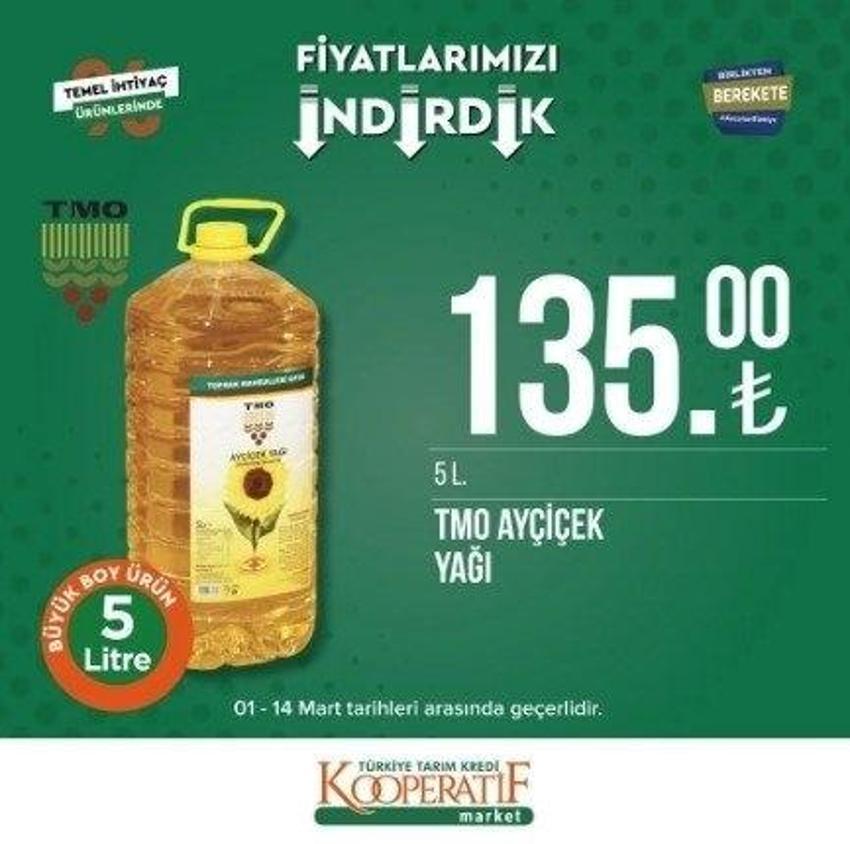 Tarım Kredi Market'te Ramazan indirimi 13-31 Mart 2023 katalog yayınlandı! 9 KG deterjan 104 TL, 5 LT Ayçiçek Yağı fiyatı indi