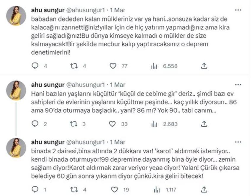 Ahu Sungur'dan dikkat çeken açıklama: Çürük çıkarsa kira geliri bitecek
