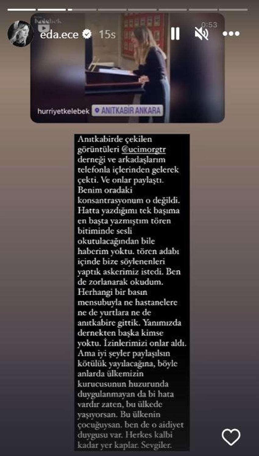 Anıtkabir'de gözyaşlarını tutamamıştı! Eda Ece eleştirilerin ardından açıklama yayınladı