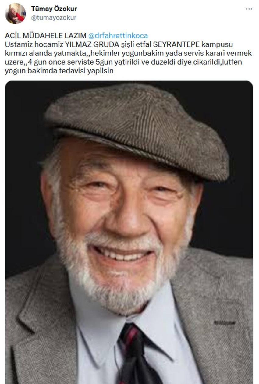 Usta oyuncu Yılmaz Gruda hastaneye kaldırıldı!