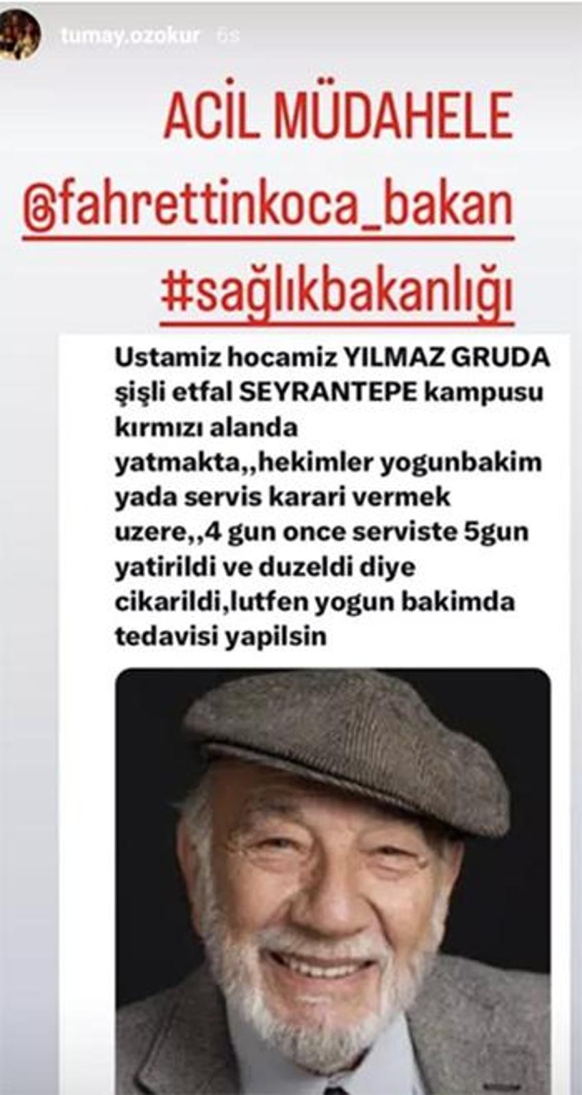 Usta oyuncu Yılmaz Gruda hastaneye kaldırıldı!