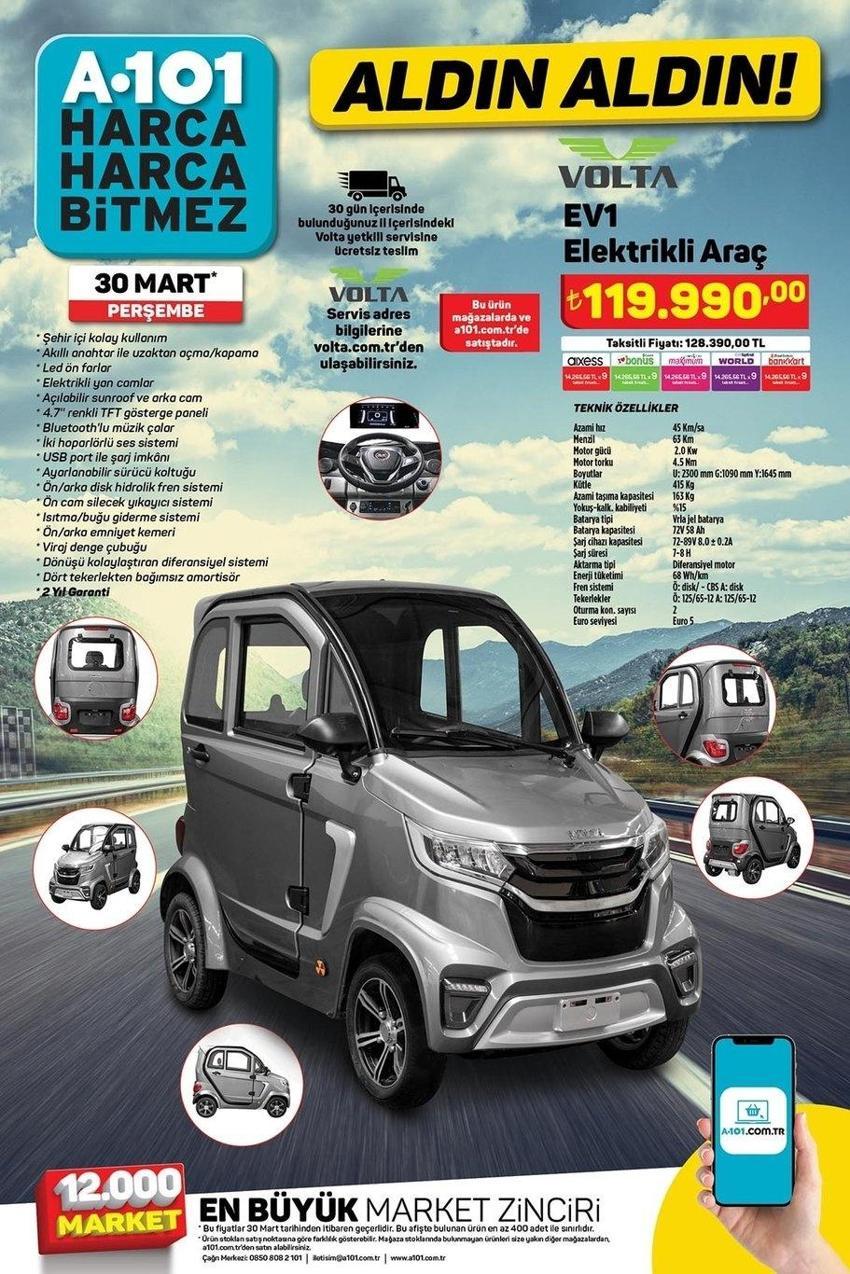 A101 30 Mart aktüel katalog 2023 yayınlandı! Elektrikli araba da var bisiklet de!