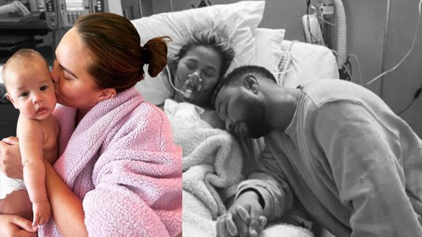 Chrissy Teigen doğum anından paylaştı! "Ne kadar da gerçekçi bir sahte karın"
