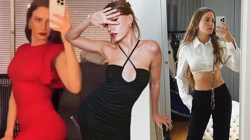 Serenay Sarıkaya'dan ayna videosu! Kırmızı elbisesiyle göz kamaştırdı