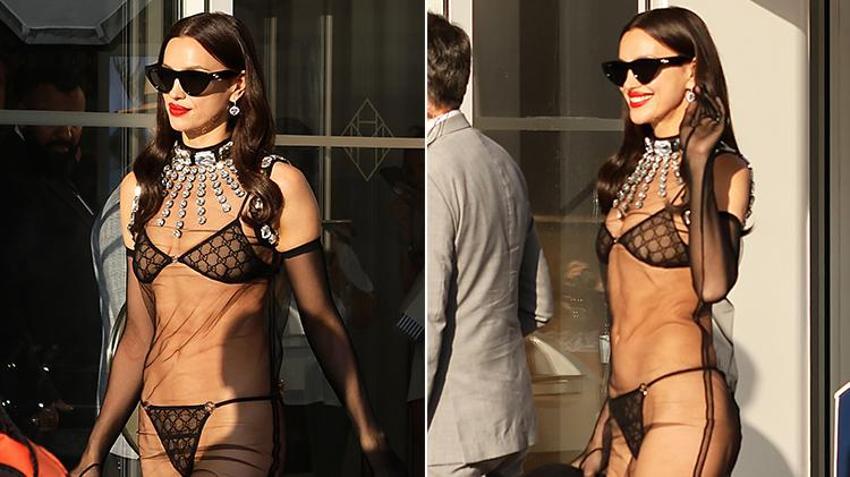 Irina Shayk, Cannes'a iç çamaşırıyla geldi!