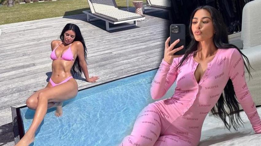 Kim Kardashian pembe bikinili pozlarını paylaştı! "42 yaşında ve hâlâ muhteşem"