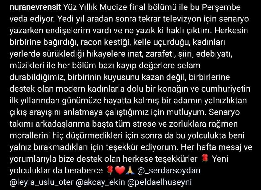 Yüz Yıllık Mucize neden final yapıyor? Yüz Yıllık Mucize'nin senaristinden şaşırtan açıklama!