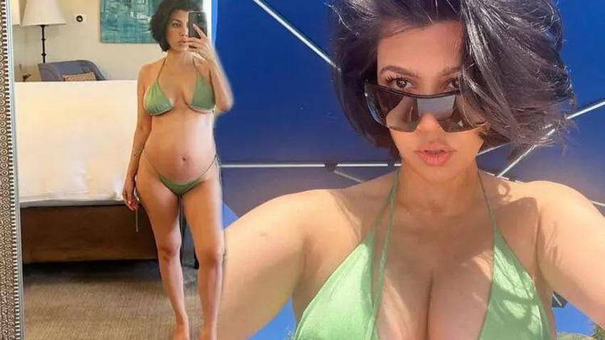 Kourtney Kardashian bikinisiyle ayna karşısında!