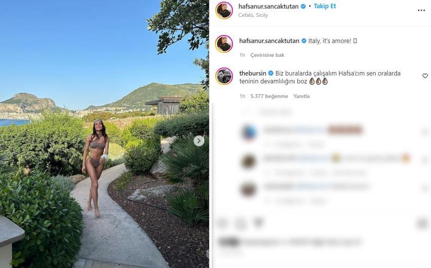 Hafsanur Sancaktutan tatil pozlarıyla yıktı geçti! Kerem Bürsin'den yorum geldi