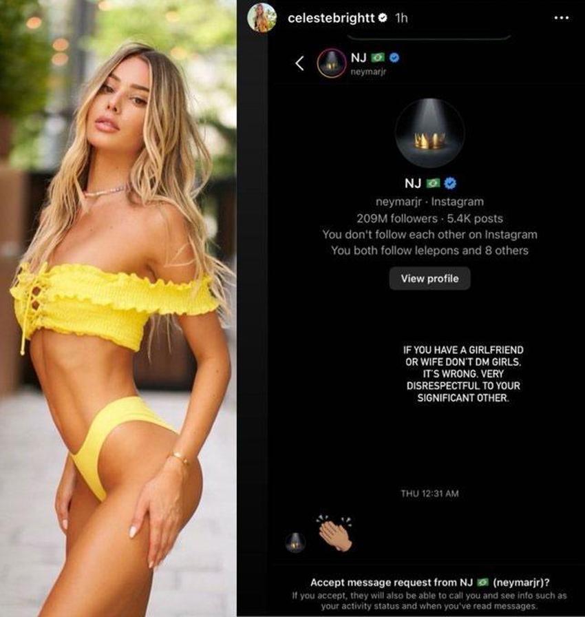 Brezilyalı yıldız Neymar'dan bir skandal daha! Ünlü model mesajı paylaştı
