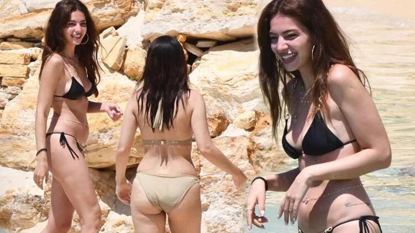 Melisa Aslı Pamuk ve arkadaşları tatilde! Plajda neşeli anlar
