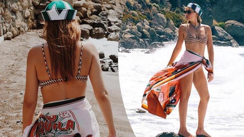 Gizem Karaca'dan bikinili poz! Sosyal medyada beğeni topladı