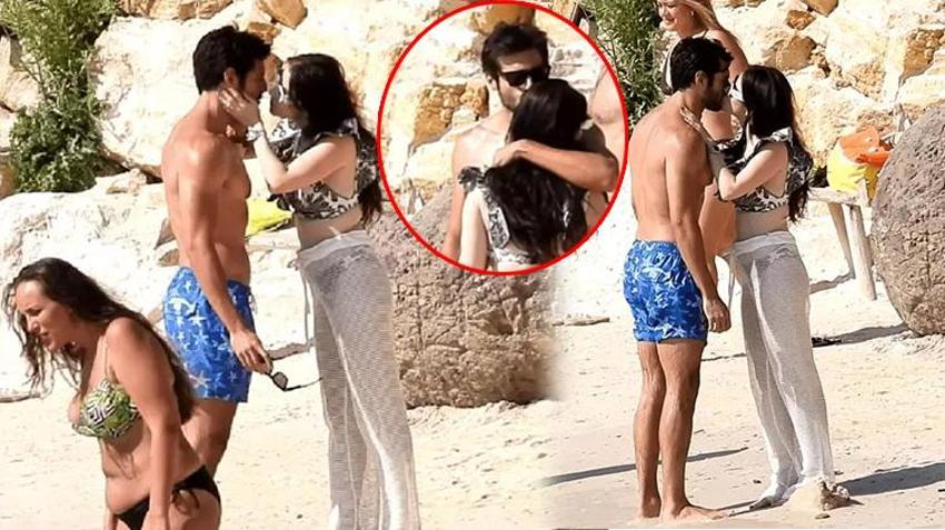 Özge Gürel ve Serkan Çayoğlu'nun cicim ayları sürüyor! Öperek denize uğurladı