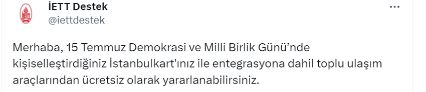 15 Temmuz’da İstanbul’da ulaşım ücretsiz mi, belediye otobüsleri bedava mı? Metro, metrobüs, Marmaray, vapur, tramvay (toplu taşıma) ücretsiz mi?