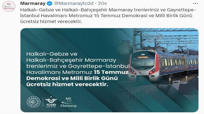 15 Temmuz’da İstanbul’da ulaşım ücretsiz mi, belediye otobüsleri bedava mı? Metro, metrobüs, Marmaray, vapur, tramvay (toplu taşıma) ücretsiz mi?