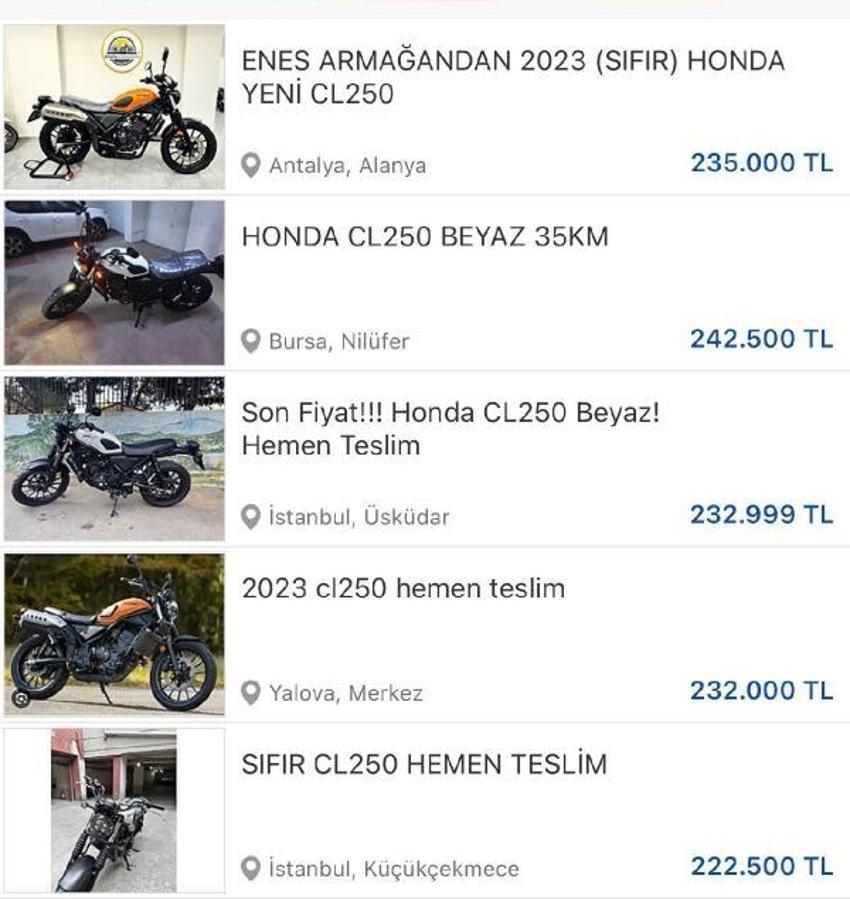 İkinci el motosiklette fahiş fiyat oyunu! Sıfırdan pahalıya satılıyor