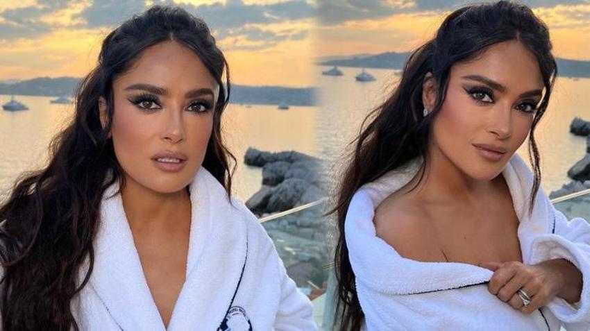 Salma Hayek pembe mayolu pozlarını paylaştı!