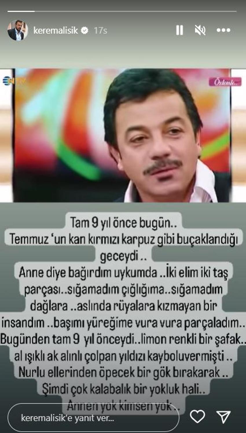 Kerem Alışık annesi Çolpan İlhan'ı duygusal bir paylaşımla andı: Annen yok, kimsen yok