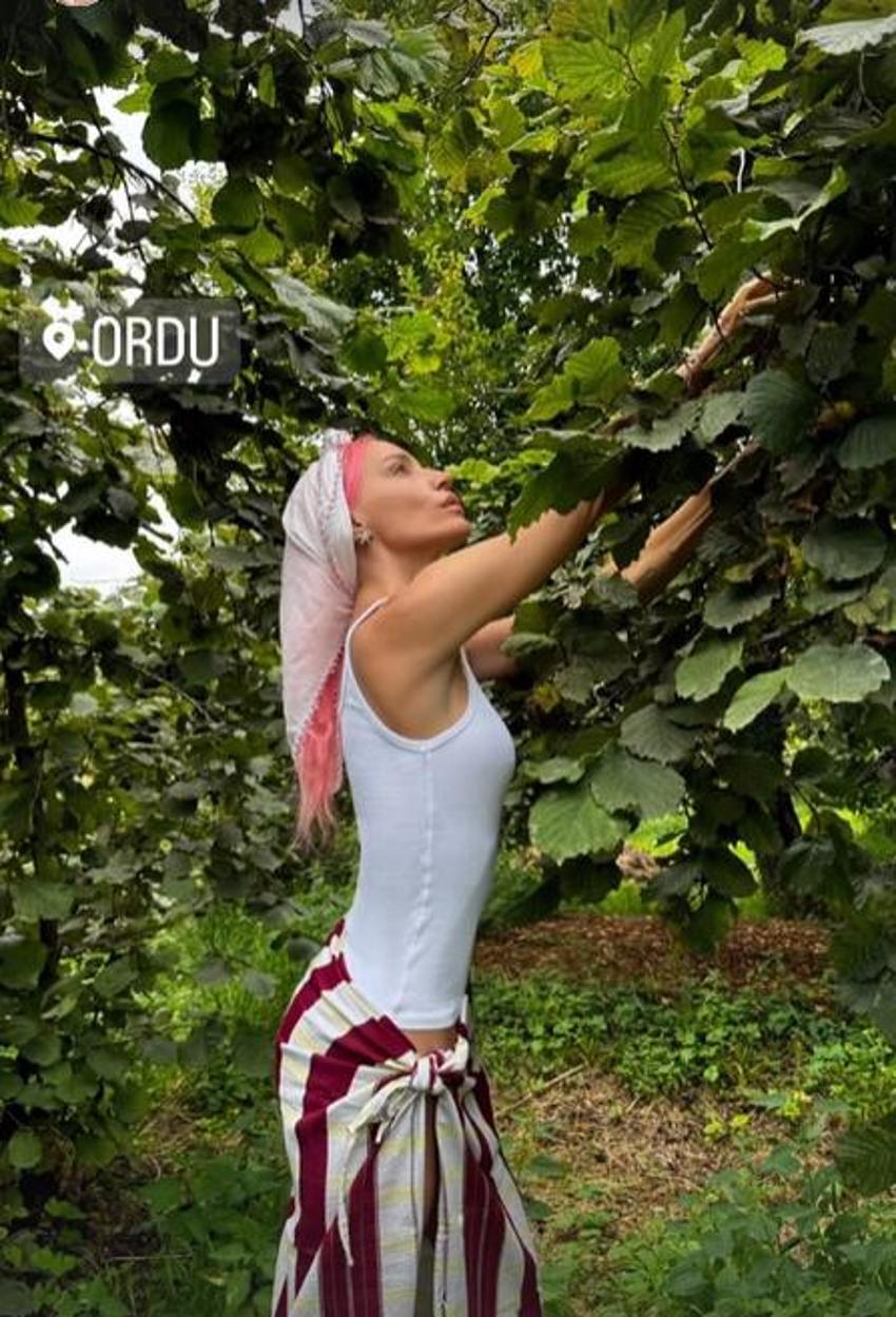 Gülşen memleketi Ordu'da fındık topladı, paylaştığı poz gündem oldu!