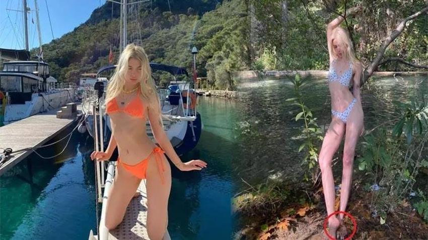 Aleyna Tilki'nin bikinili pozlarında ayak detayı kaçmadı! "Ayakları başka bir gezegenden!"