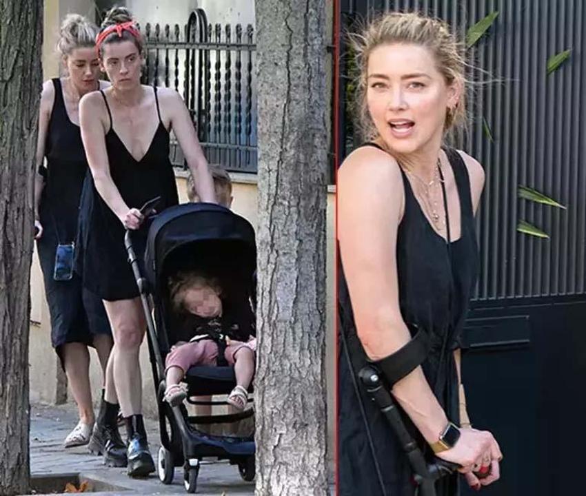 Amber Heard olaylı davayı kaybettikten sonra koltuk değnekleriyle görüntülendi!