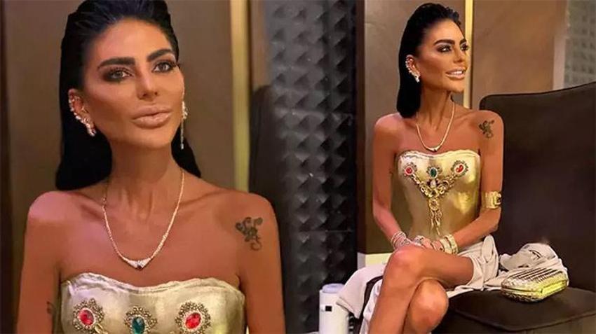 Süreyya Yalçın altın kaplamalı elbise giydi! Zayıflığı ile çok konuşulmuştu şimdi de kıyafetinin fiyatı gündem oldu 