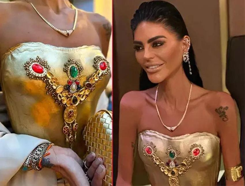 Süreyya Yalçın altın kaplamalı elbise giydi! Zayıflığı ile çok konuşulmuştu şimdi de kıyafetinin fiyatı gündem oldu 