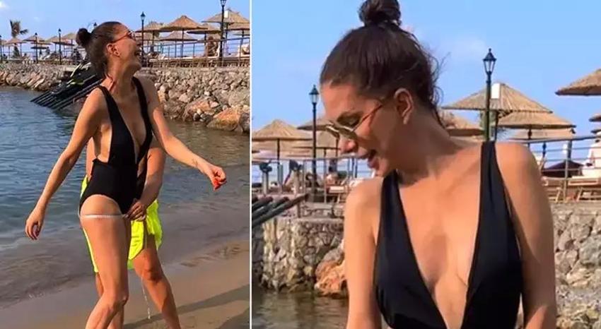 Tuğba Özerk fit haliyle genç kızlara taş çıkardı! Plajda ölçü aldırdı 