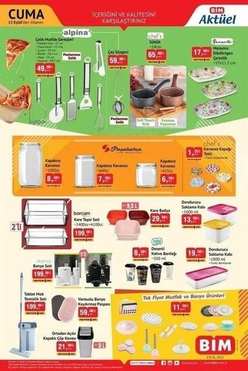 BİM 13-15 Eylül aktüel katalog 2023 yayınlandı! Borcam tepsi seti 99 TL, kase seti 27 TL! BİM'de bir de sürpriz var