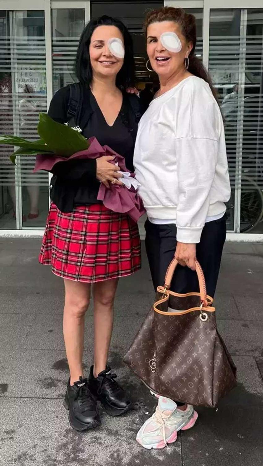 Evrim Akın hastane çıkışı görüntülendi! 'Gözlerimden operasyon geçirdim'