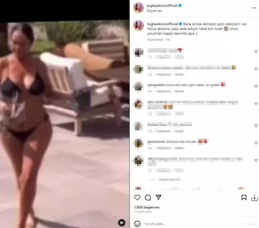 Hülya Avşar'ın bikinisiyle dans videosuna Tuğba Ekinci'den olay yorum!