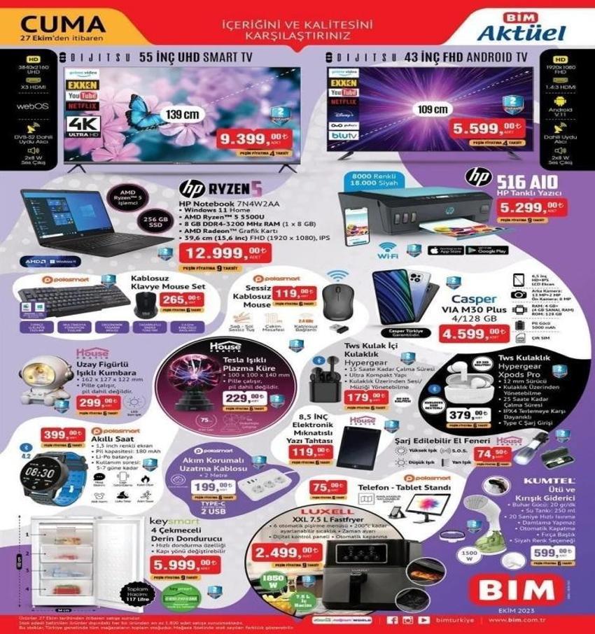 Ne ararsan yüzde 50 indirim var! BİM 27-31 Ekim aktüel katalog 2023 yayınlandı! Borcam, nevresim takımı, çay seti..