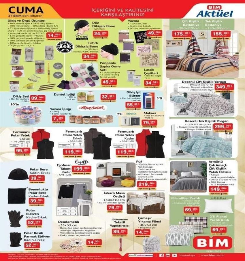 Ne ararsan yüzde 50 indirim var! BİM 27-31 Ekim aktüel katalog 2023 yayınlandı! Borcam, nevresim takımı, çay seti..