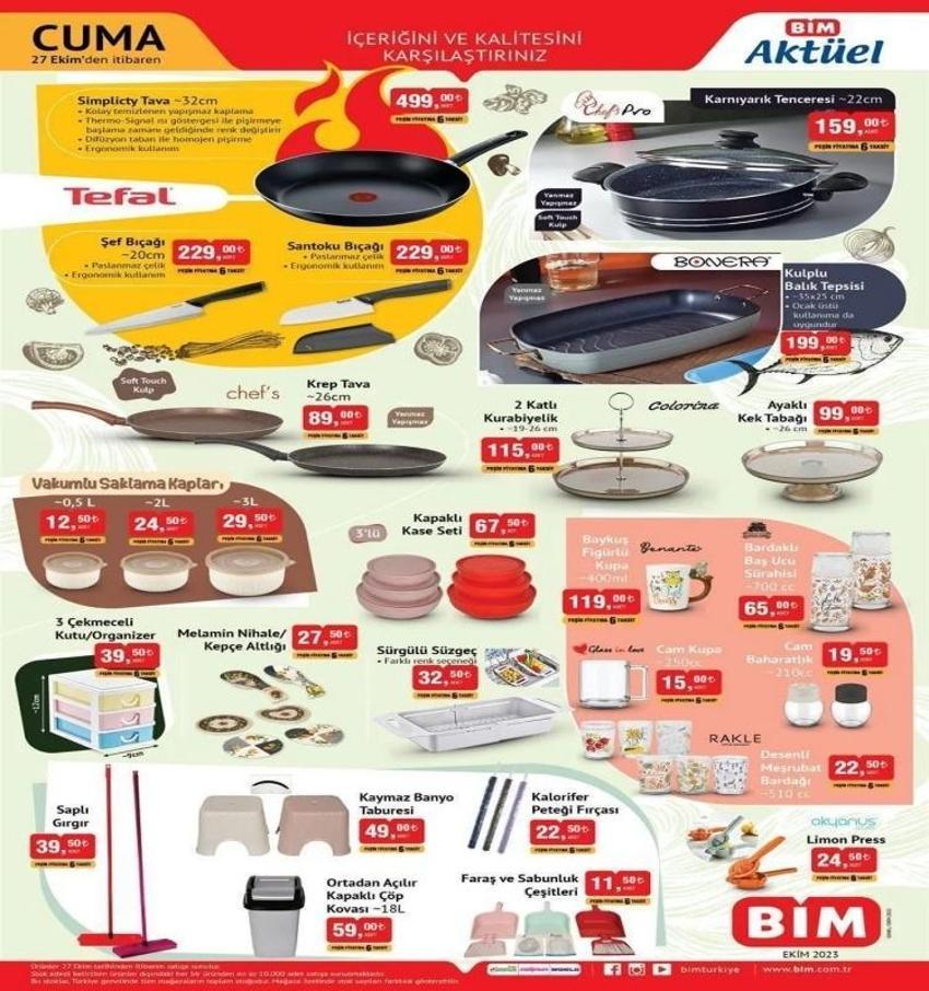 Ne ararsan yüzde 50 indirim var! BİM 27-31 Ekim aktüel katalog 2023 yayınlandı! Borcam, nevresim takımı, çay seti..