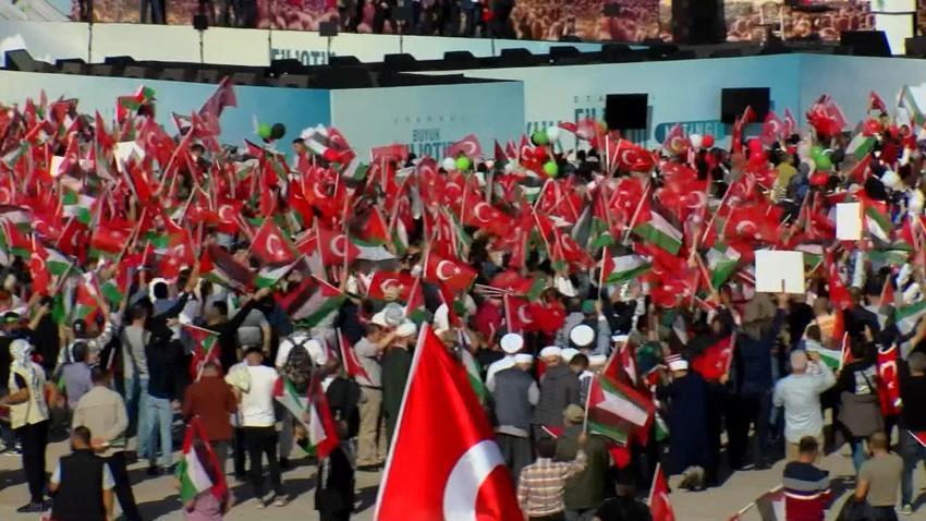 İstanbul'da büyük Filistin mitingi: Gazze'de terörle mücadele yok, soykırım var
