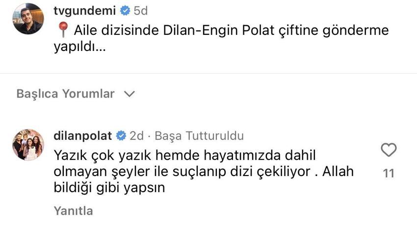 Aile dizisinde Dilan-Engin Polat çiftine gönderme yapıldı! Dilan Polat, Kıvanç Tatlıtuğ'a cevap verdi